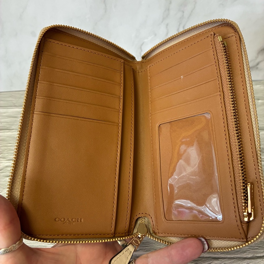 Coach Signature Coated Canvas Medium Zip Around Wallet - Picture 6 of 15